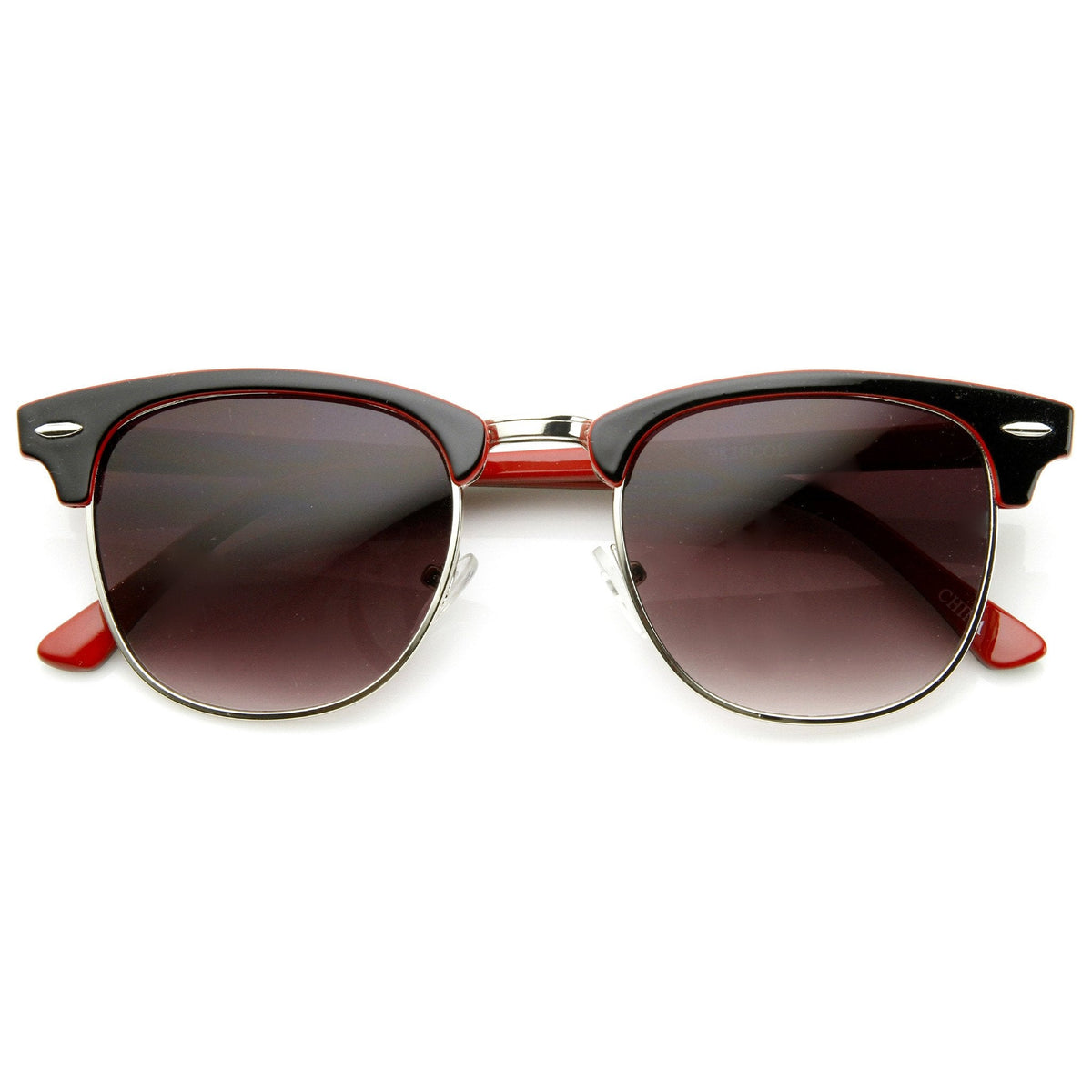Retro Two Tone Colorful Half Frame Horned Rim Sunglasses 9182