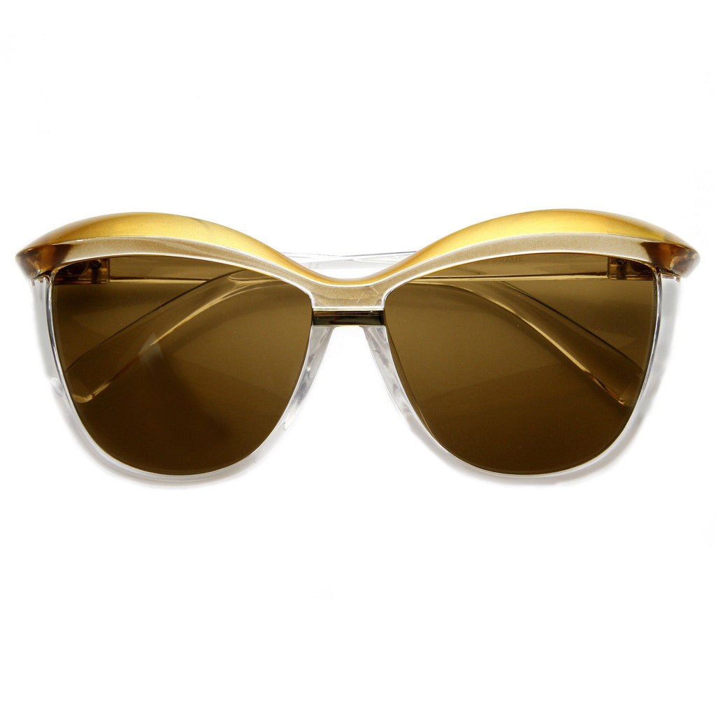 Retro 1970's Womens Oversize Eyebrow Cat Eye Sunglasses 9193
