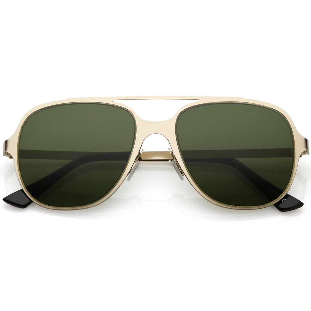 Retro Modern Minimalist Flat Lens Aviator Sunglasses C311