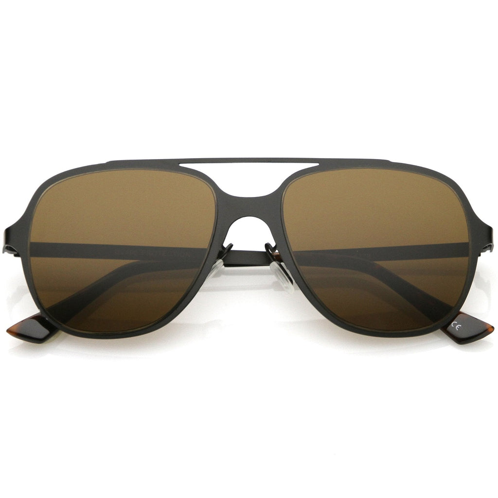 Retro Modern Minimalist Flat Lens Aviator Sunglasses C311