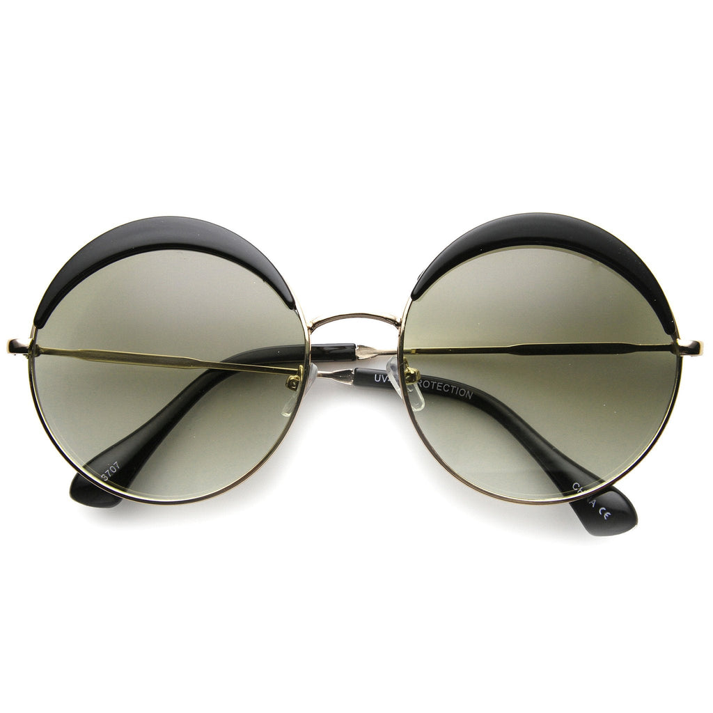 Oversize Women's Round Eye Lid Fast Fashion Sunglasses 9789