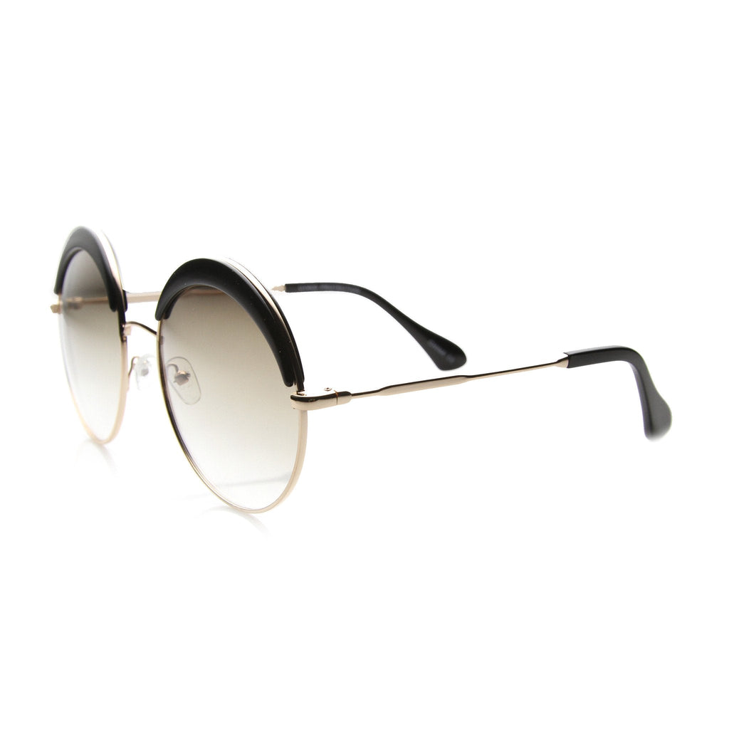 Oversize Women's Round Eye Lid Fast Fashion Sunglasses 9789