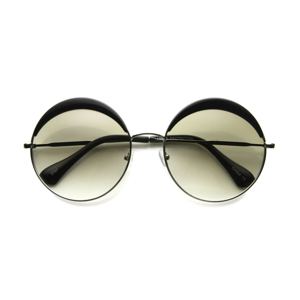 Oversize Women's Round Eye Lid Fast Fashion Sunglasses 9789