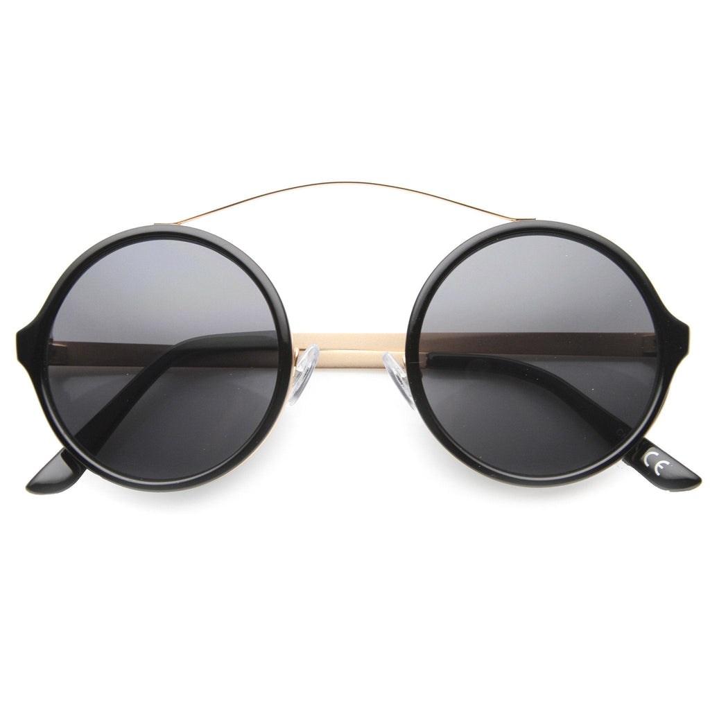 Retro Hipster Round Arched Crossbar Sunglasses 9841
