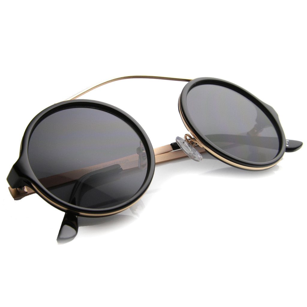 Retro Hipster Round Arched Crossbar Sunglasses 9841