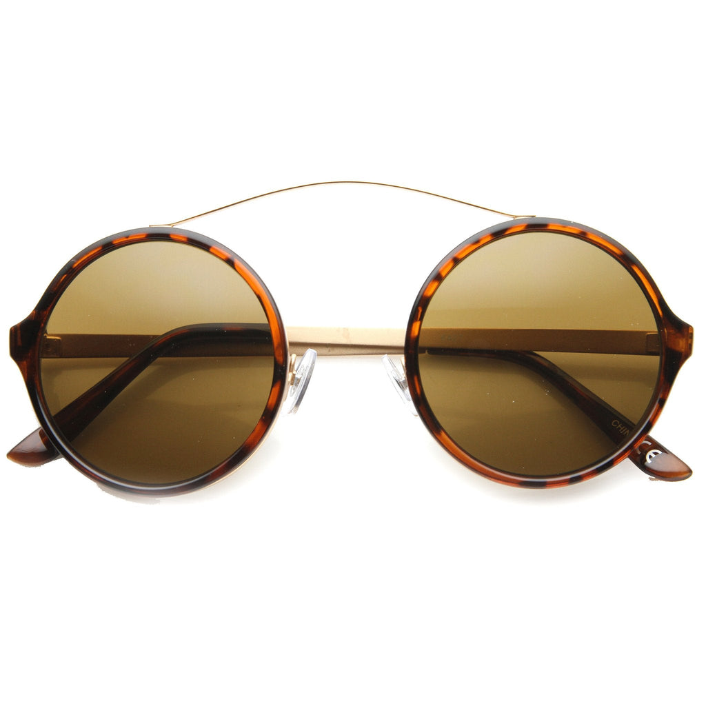Retro Hipster Round Arched Crossbar Sunglasses 9841