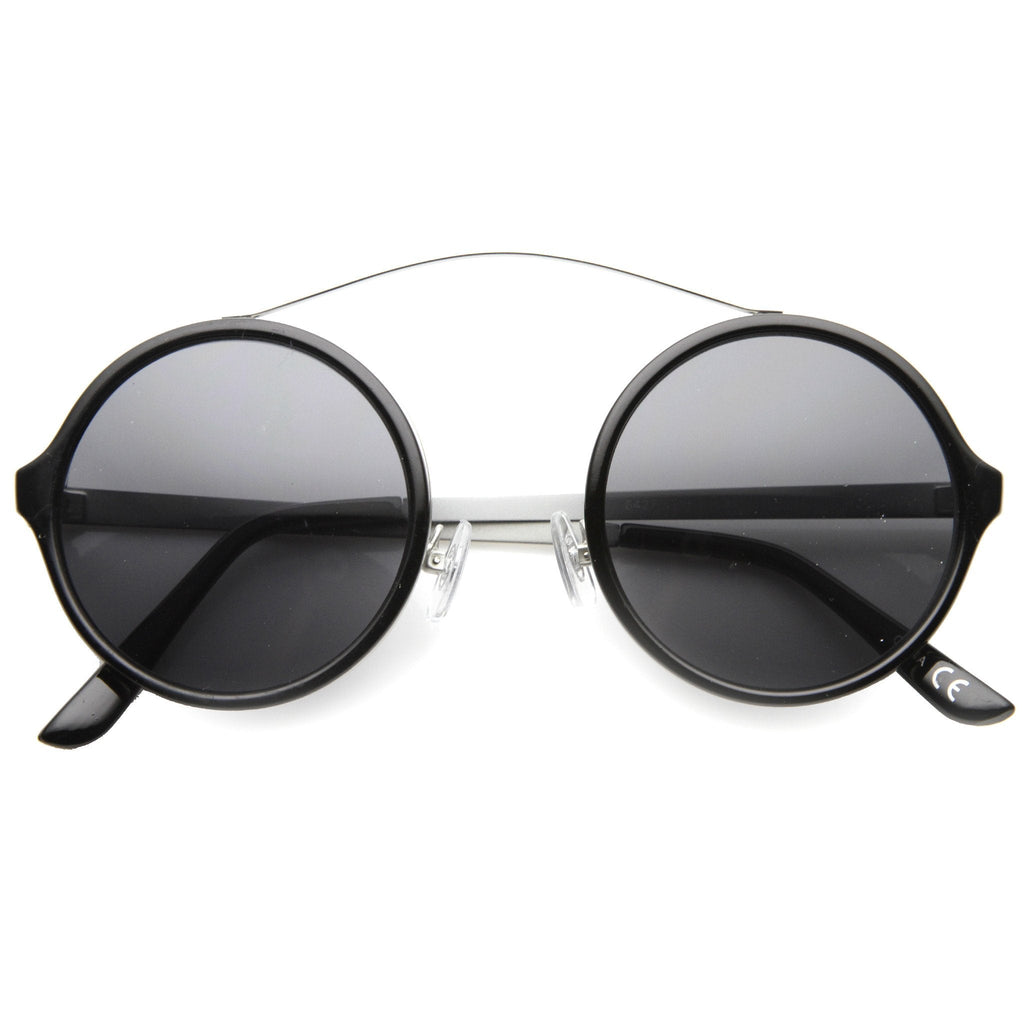 Retro Hipster Round Arched Crossbar Sunglasses 9841