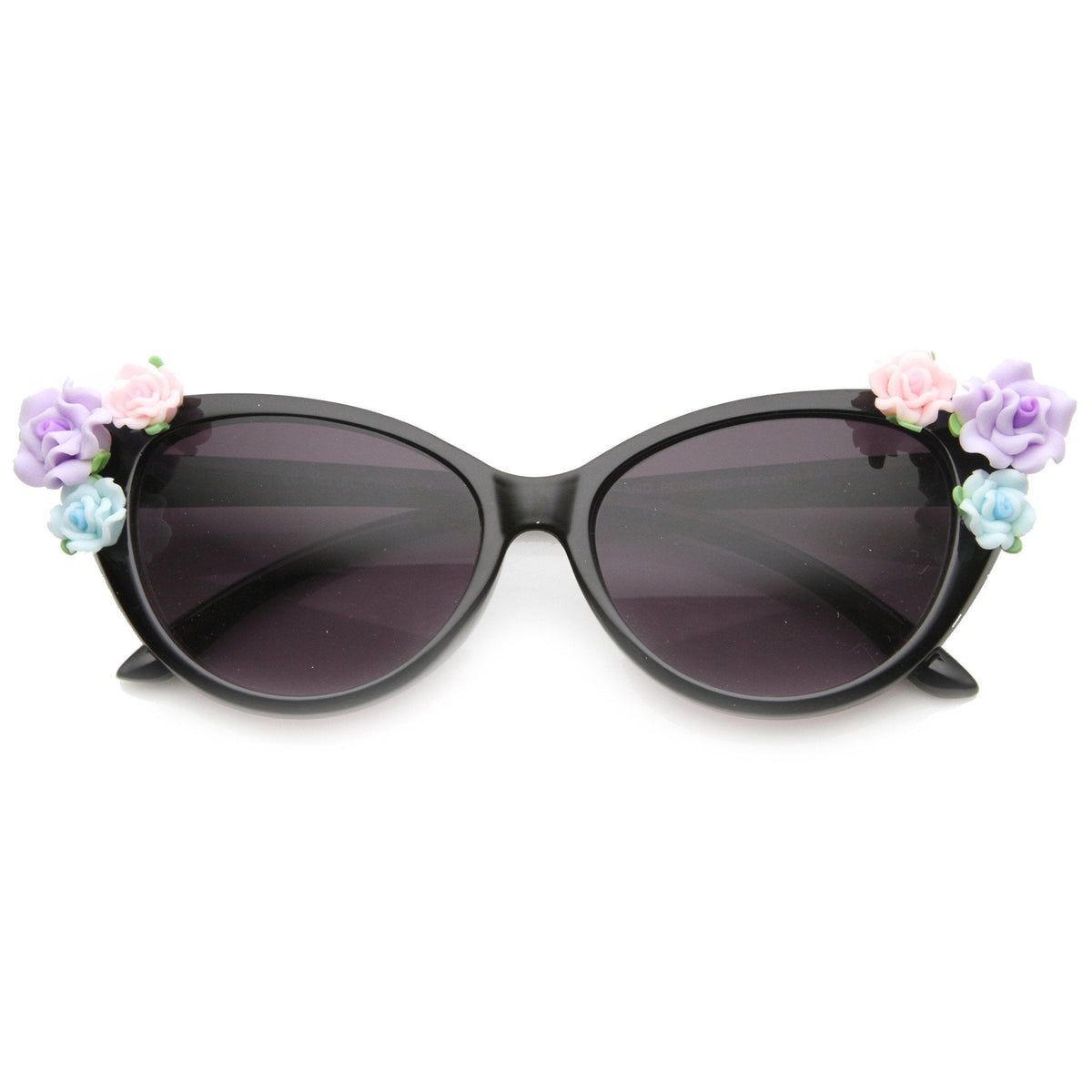 Lovely Women's Ceramic Flower Adorned Cat Eye Sunglasses 9808