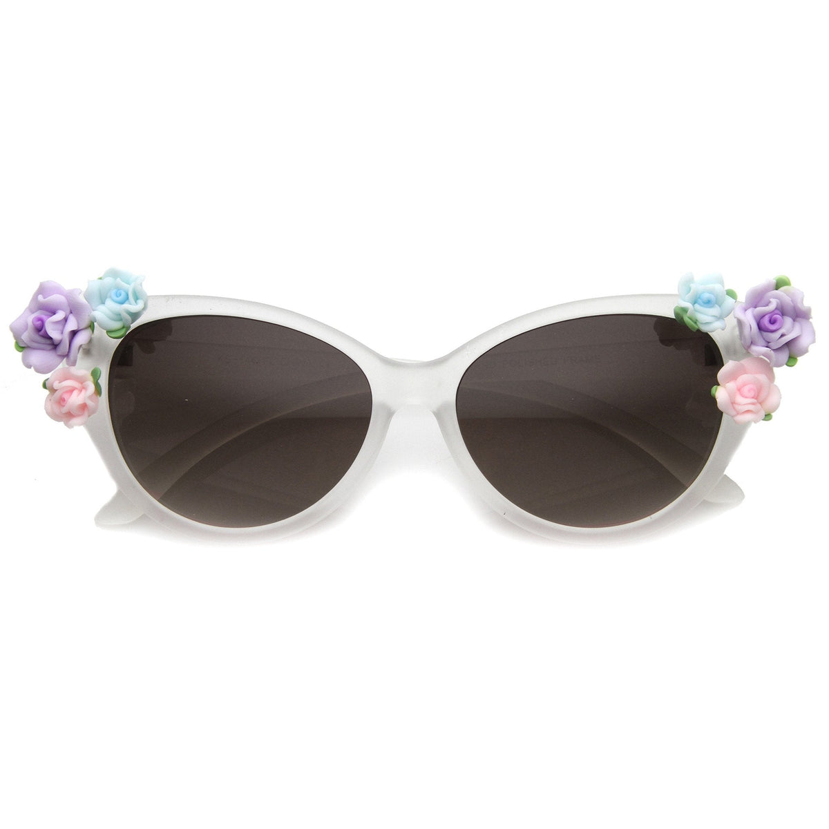 Lovely Women's Ceramic Flower Adorned Cat Eye Sunglasses 9808