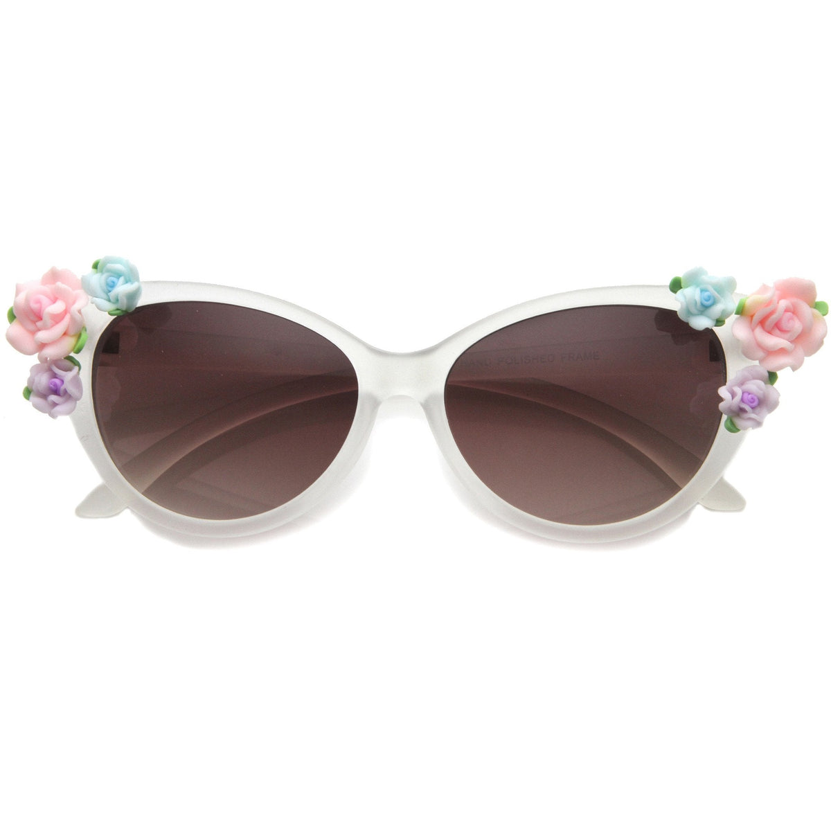 Lovely Women's Ceramic Flower Adorned Cat Eye Sunglasses 9808