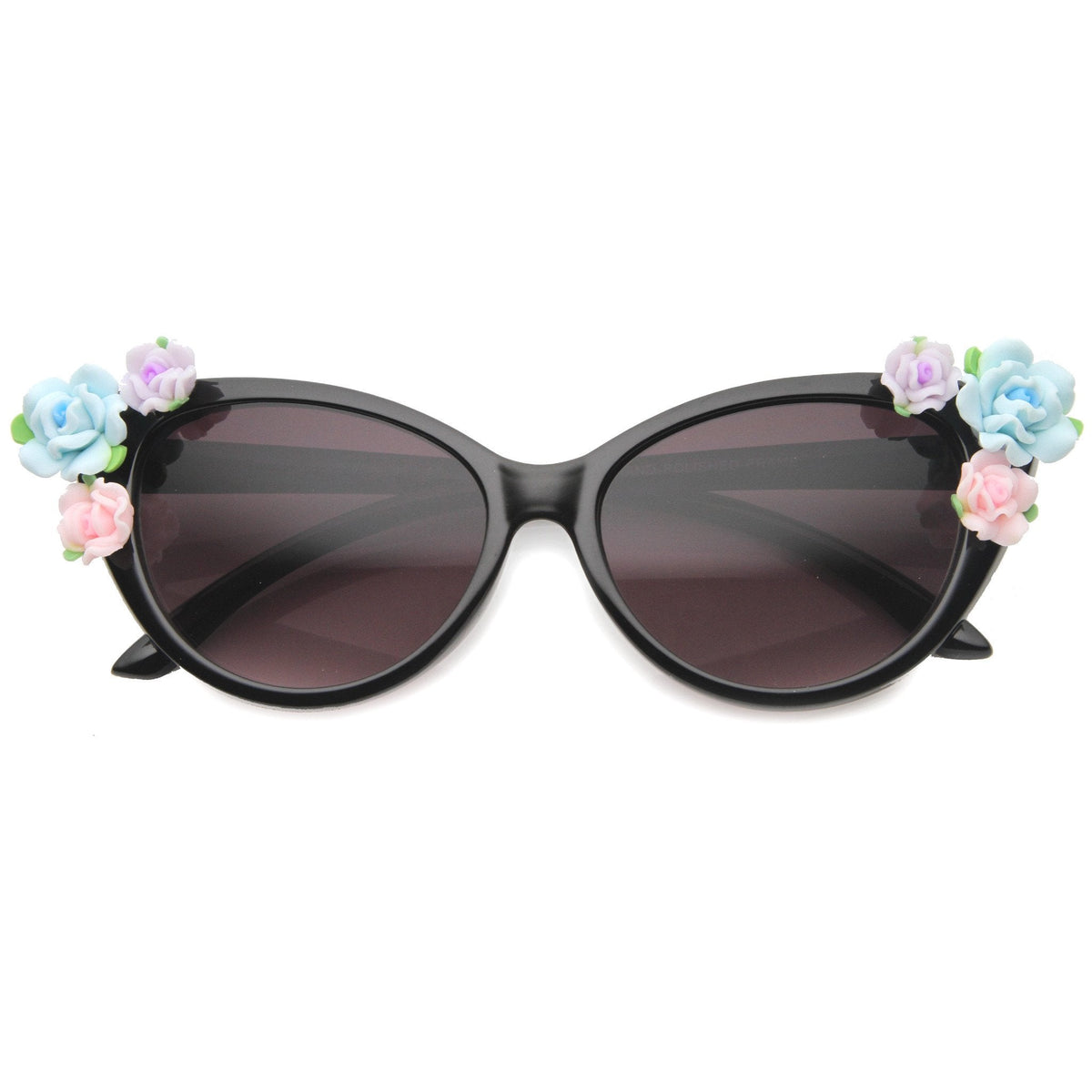 Lovely Women's Ceramic Flower Adorned Cat Eye Sunglasses 9808