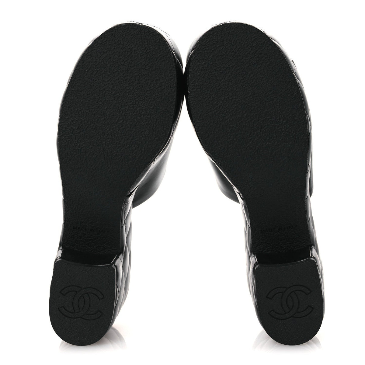 Lambskin Quilted CC Platform Mules 39 Black
