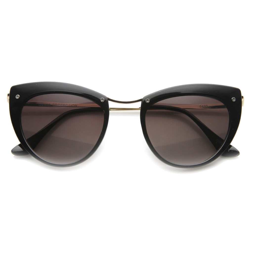 Women's Elegant Cat Eye Sunglasses With Metal Temples 9802