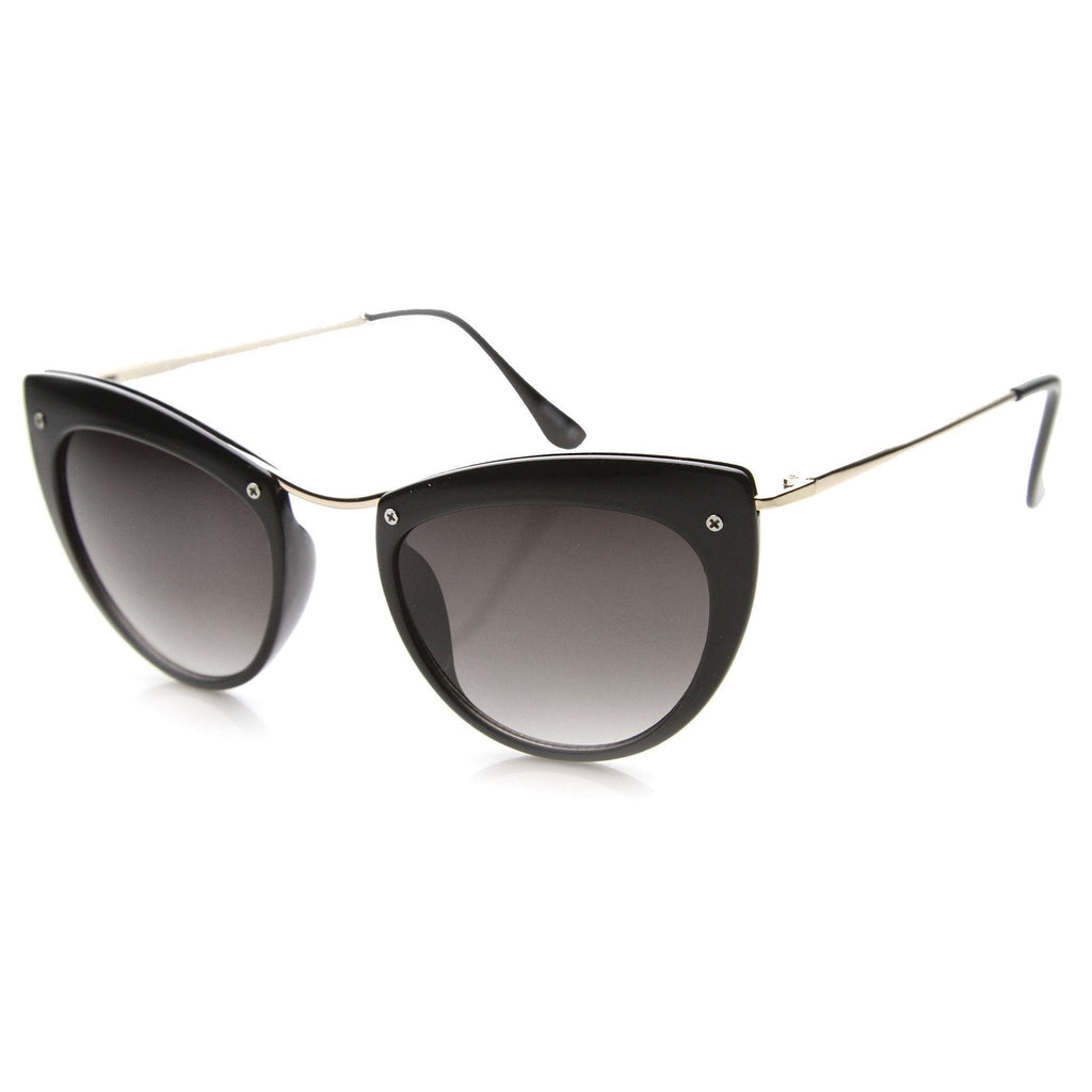Women's Elegant Cat Eye Sunglasses With Metal Temples 9802