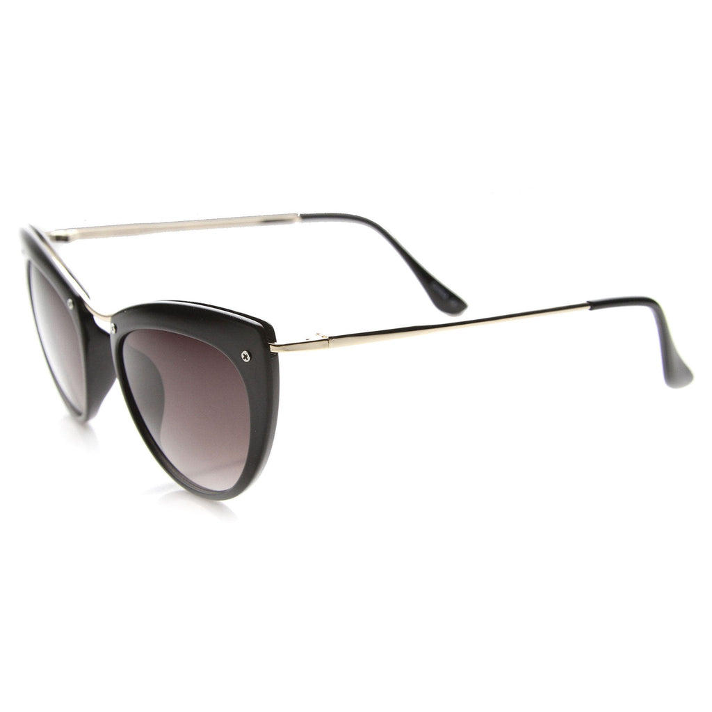 Women's Elegant Cat Eye Sunglasses With Metal Temples 9802