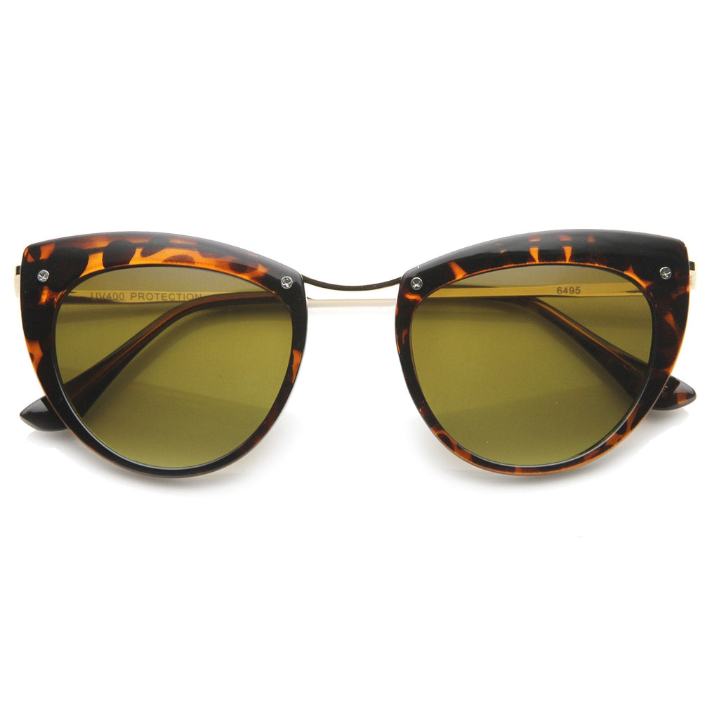 Women's Elegant Cat Eye Sunglasses With Metal Temples 9802