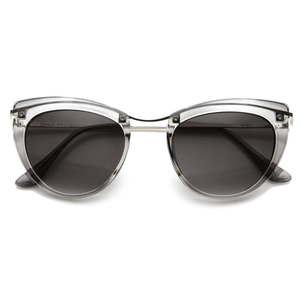 Women's Elegant Cat Eye Sunglasses With Metal Temples 9802