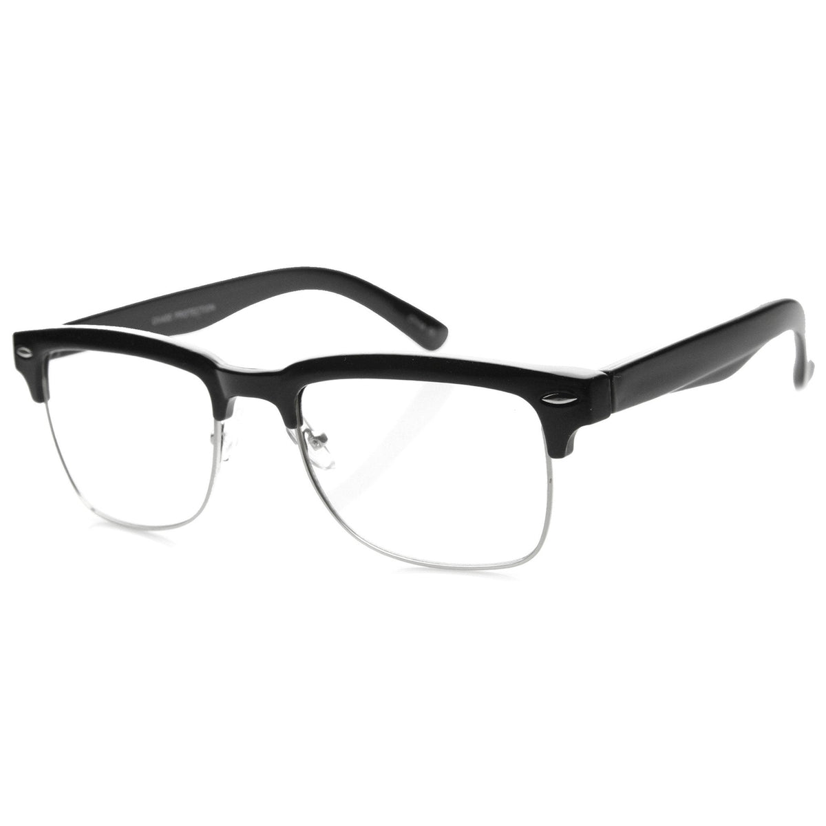 Vintage Hipster Dapper Indie Half Frame Clear Lens Glasses 9810