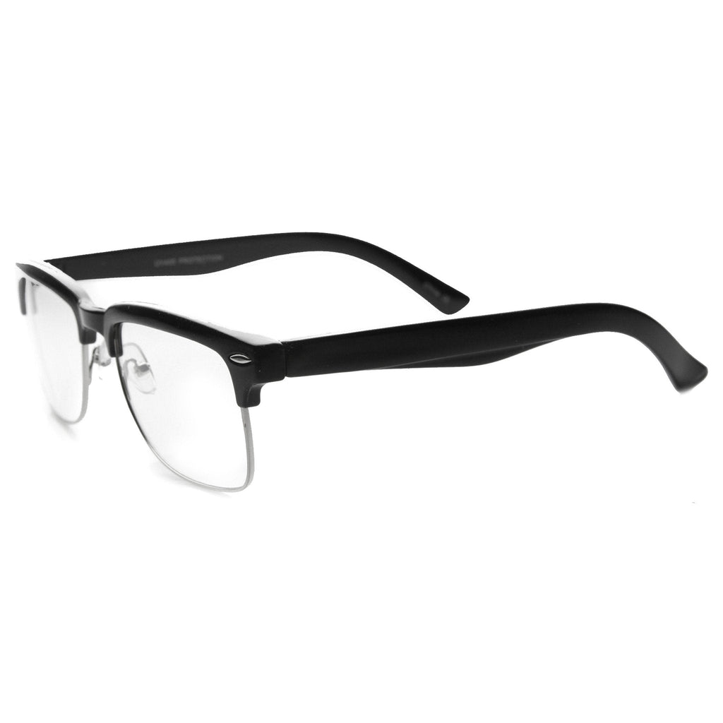Vintage Hipster Dapper Indie Half Frame Clear Lens Glasses 9810