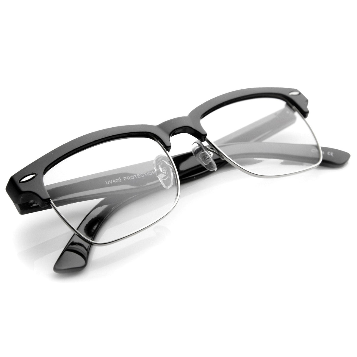 Vintage Hipster Dapper Indie Half Frame Clear Lens Glasses 9810