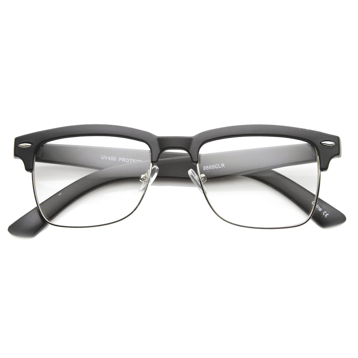 Vintage Hipster Dapper Indie Half Frame Clear Lens Glasses 9810