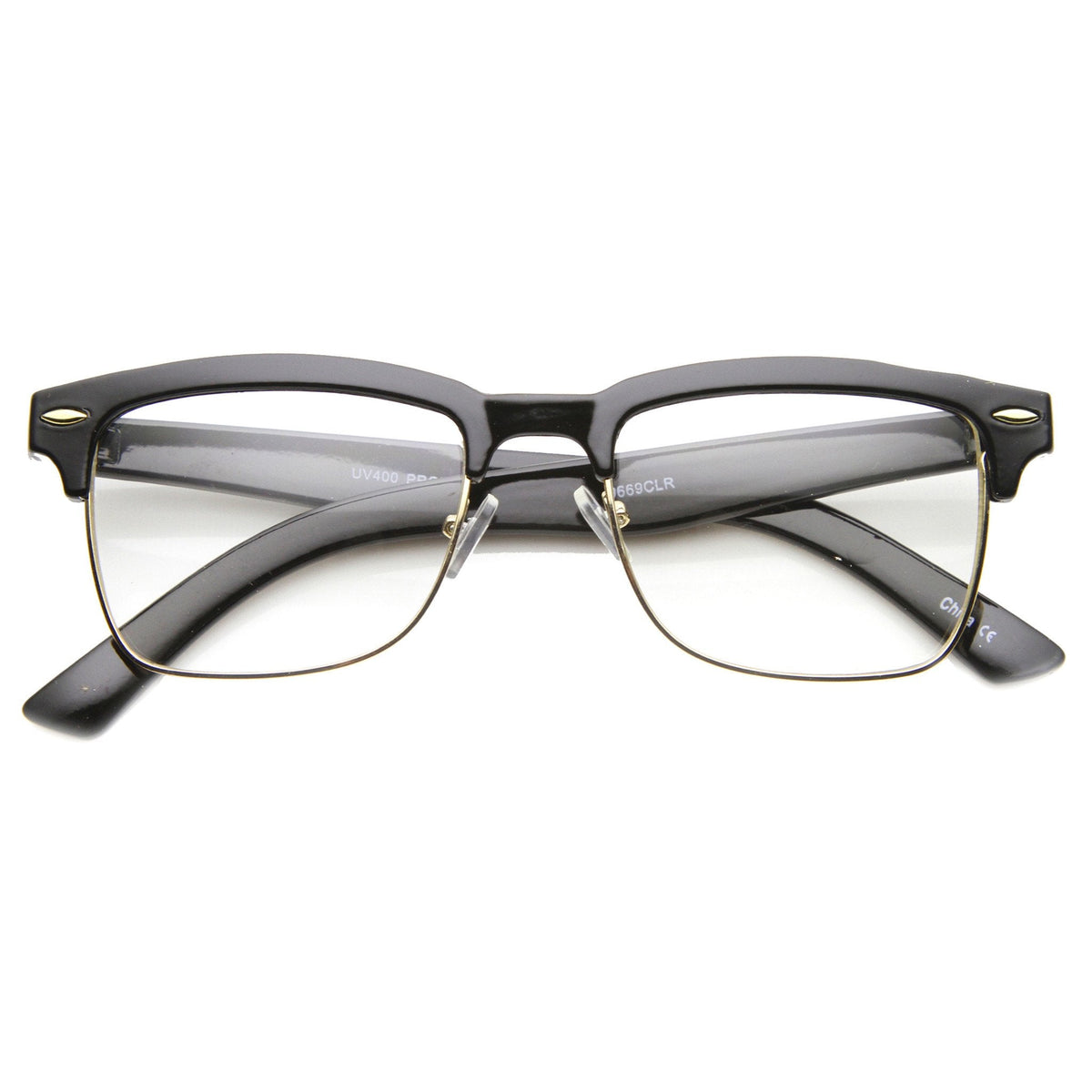 Vintage Hipster Dapper Indie Half Frame Clear Lens Glasses 9810