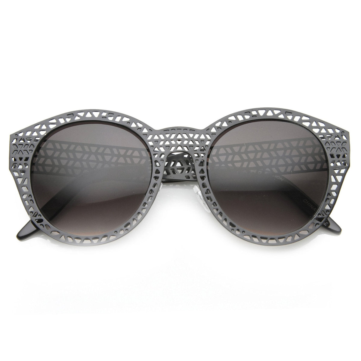 Unique Laser Mesh Cut Round Metal Women's Sunglasses 9816