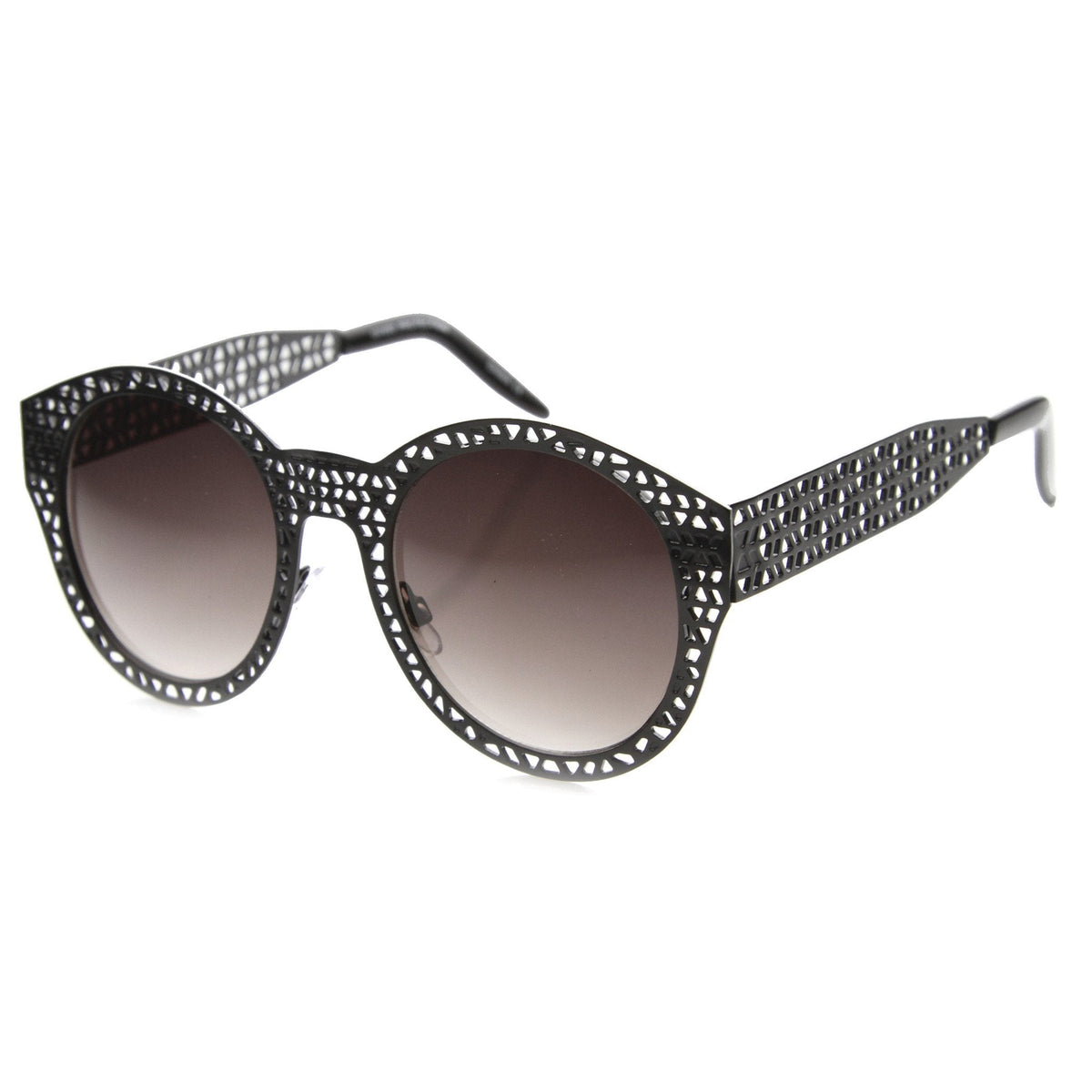 Unique Laser Mesh Cut Round Metal Women's Sunglasses 9816