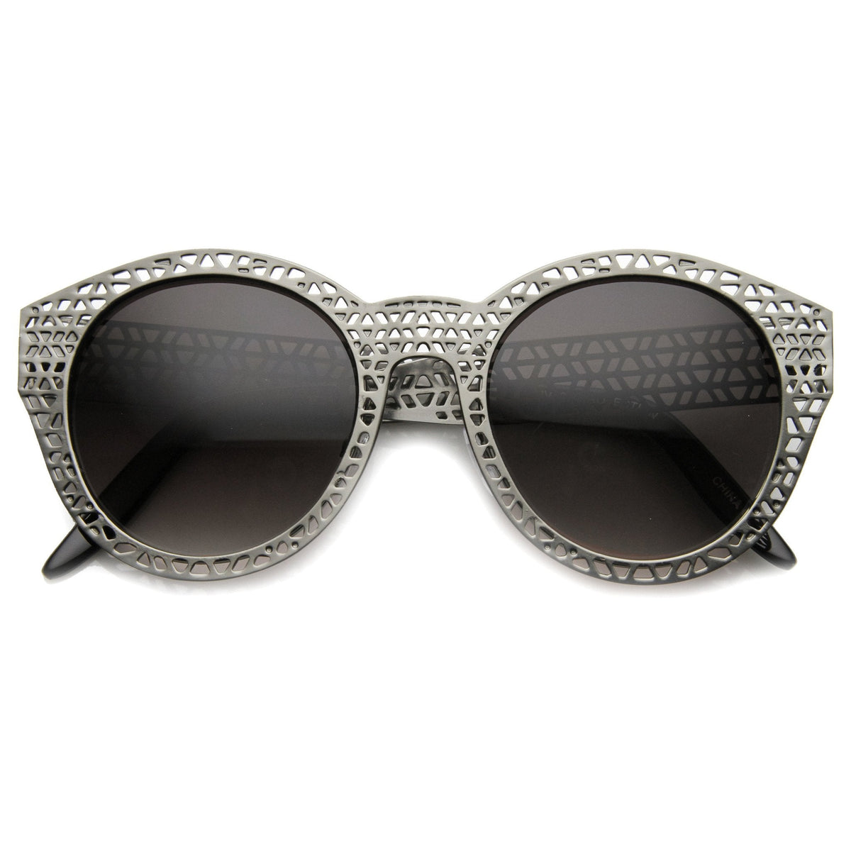 Unique Laser Mesh Cut Round Metal Women's Sunglasses 9816