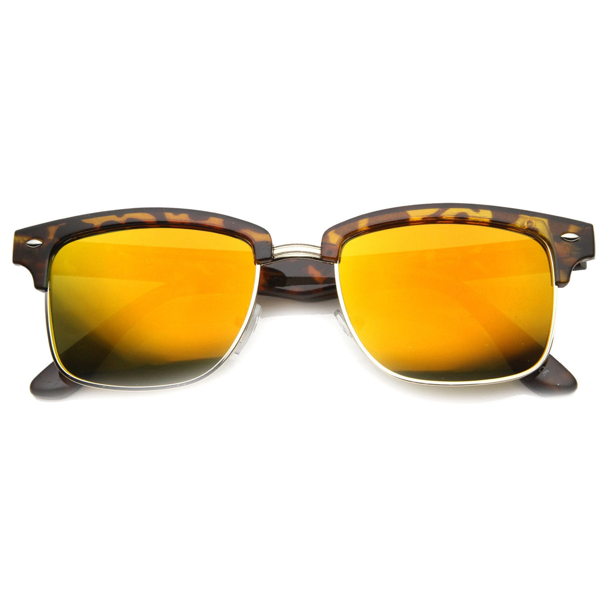 Retro Half Frame Horned Rim Mirror Lens Sunglasses 9811