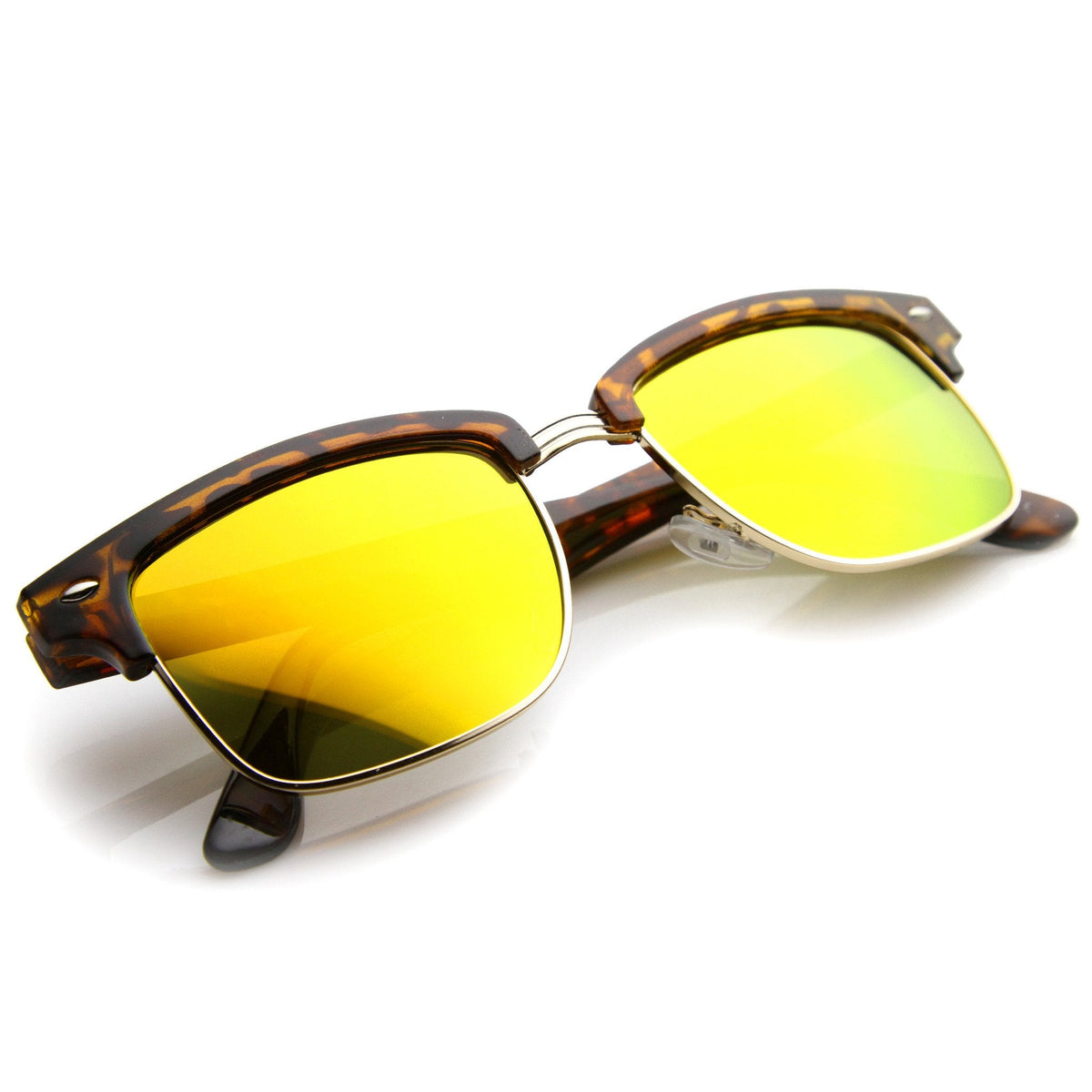 Retro Half Frame Horned Rim Mirror Lens Sunglasses 9811