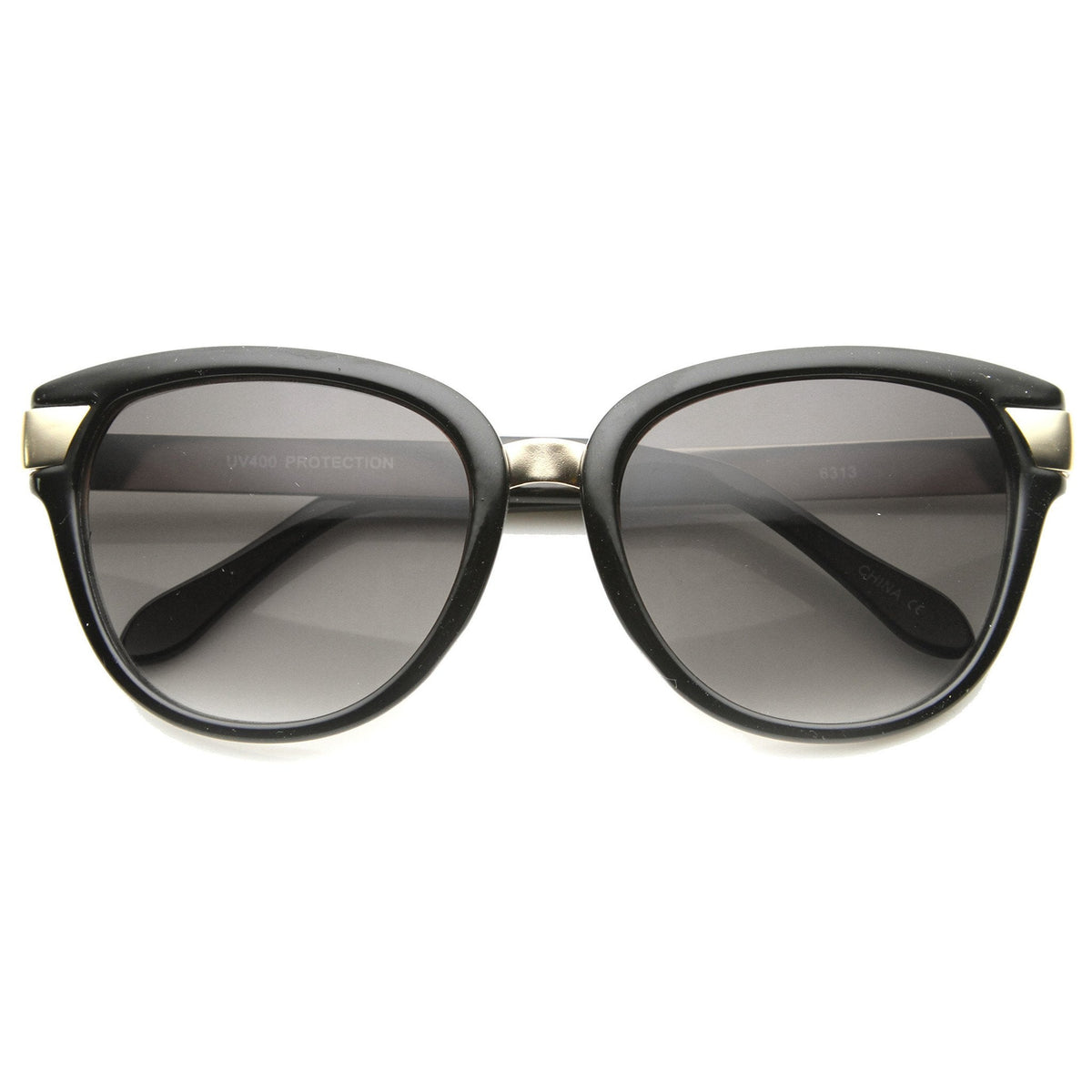 Women's Oversize Cat Eye Sunglasses With Metal Temples 9822