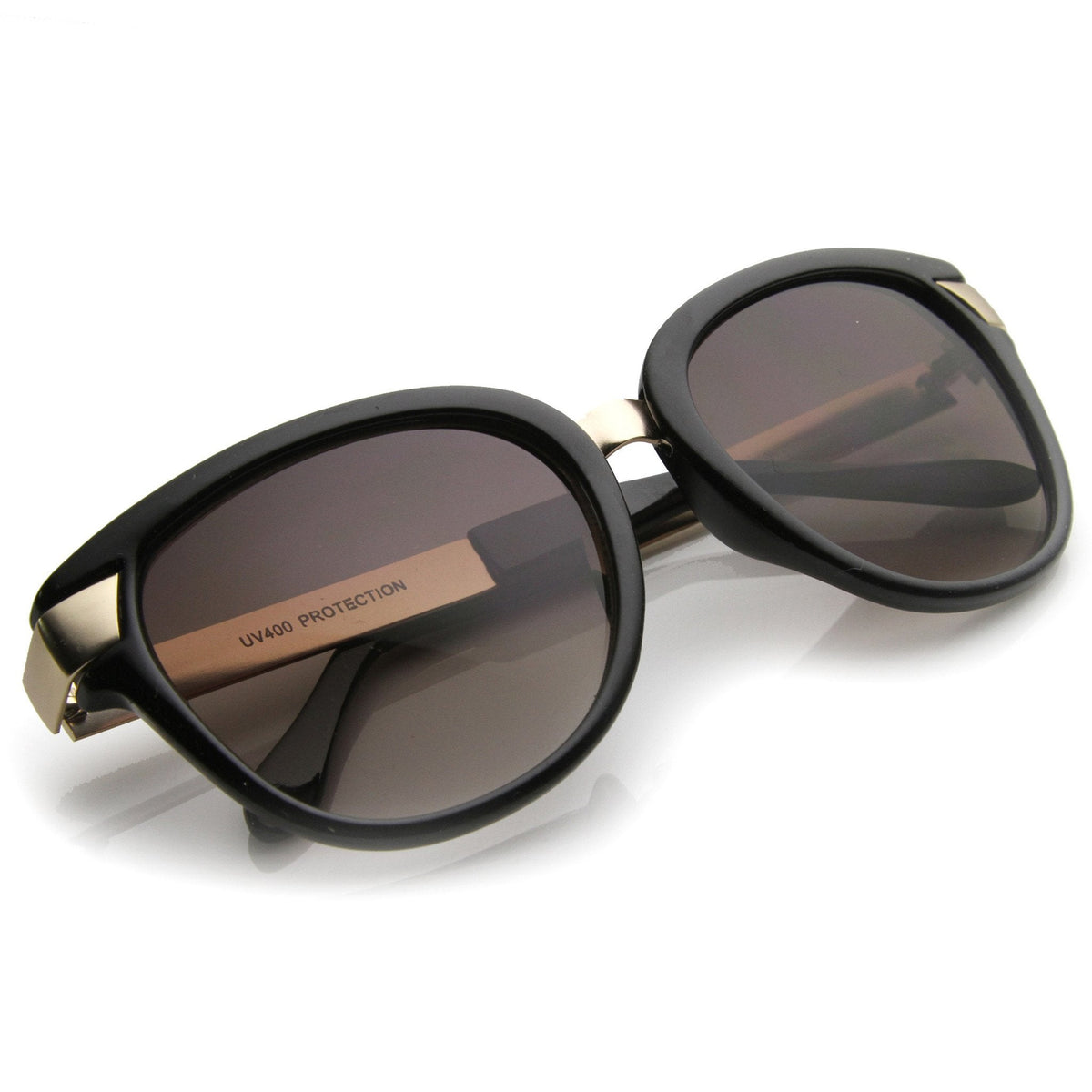 Women's Oversize Cat Eye Sunglasses With Metal Temples 9822