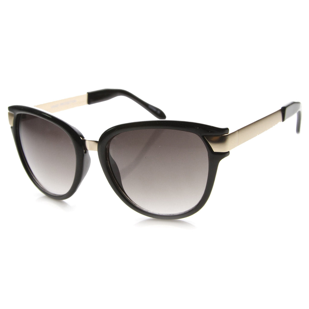 Women's Oversize Cat Eye Sunglasses With Metal Temples 9822