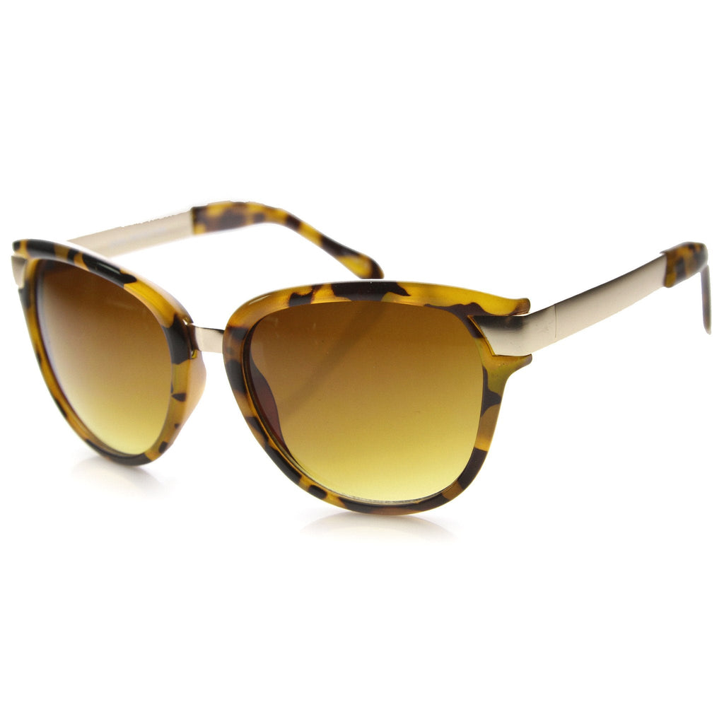 Women's Oversize Cat Eye Sunglasses With Metal Temples 9822