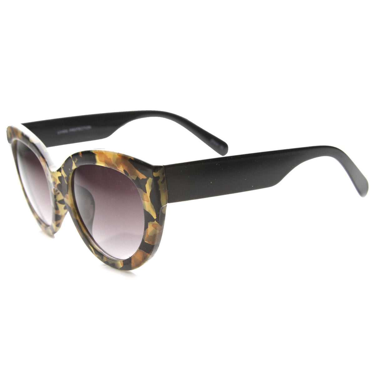 Women's Oversize Block Cut Marble Pattern Cat Eye Sunglasses 9827