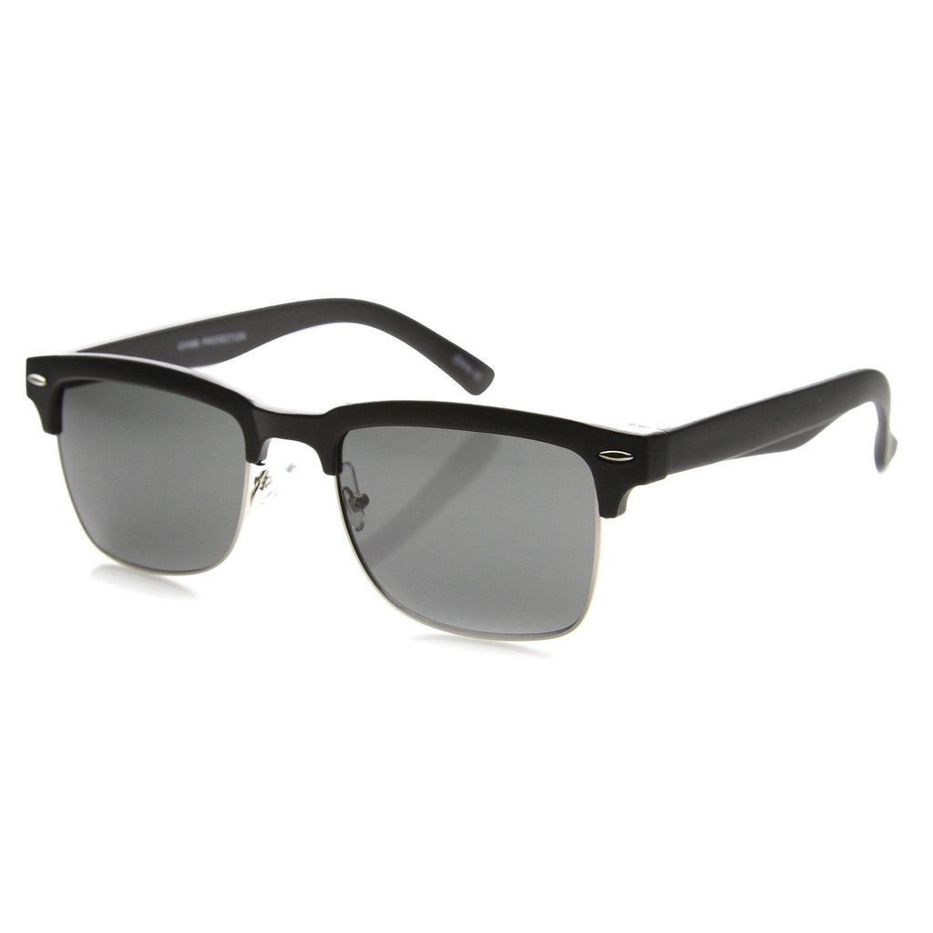Indie Dapper Square Half Frame Horned Rim Sunglasses 9809