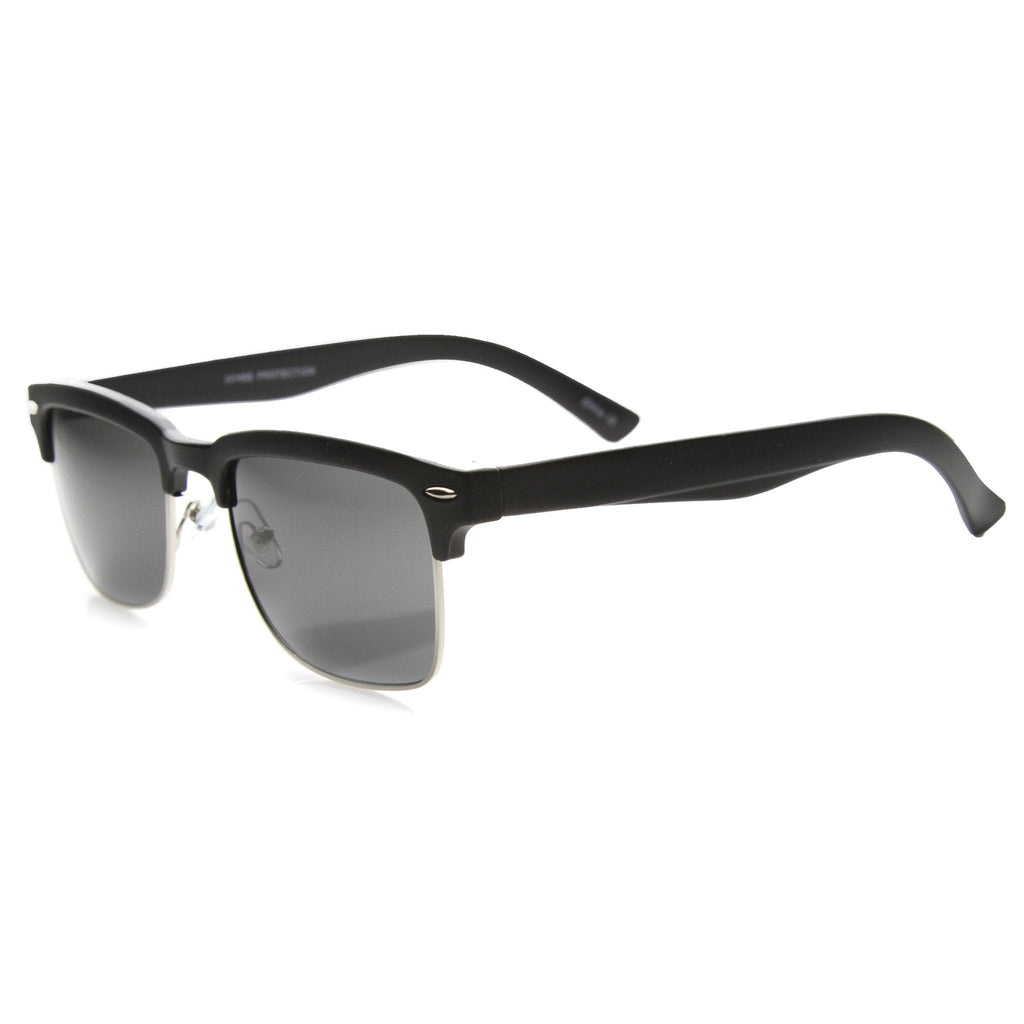 Indie Dapper Square Half Frame Horned Rim Sunglasses 9809