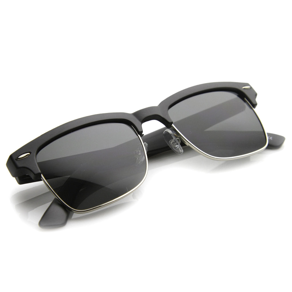 Indie Dapper Square Half Frame Horned Rim Sunglasses 9809