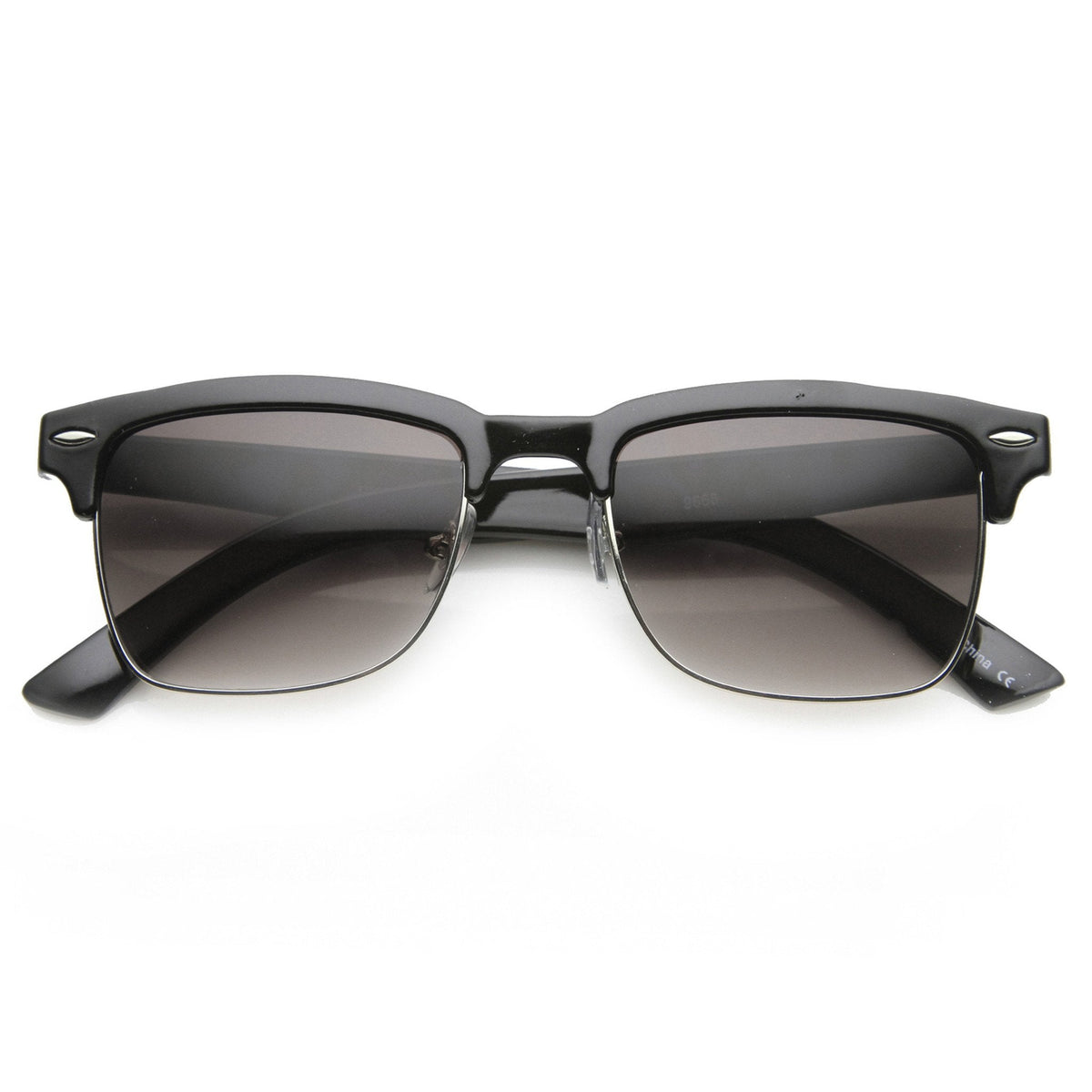 Indie Dapper Square Half Frame Horned Rim Sunglasses 9809