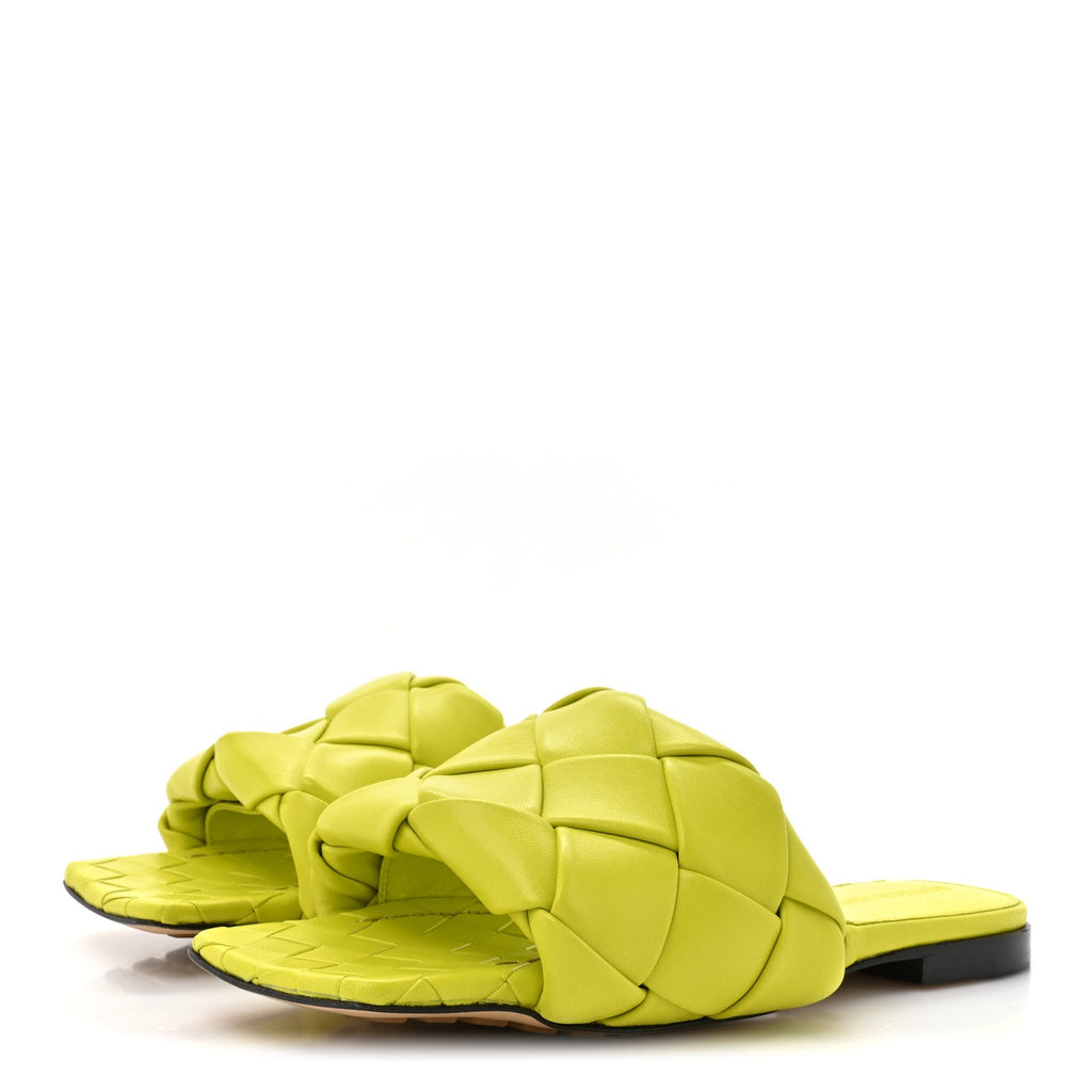 Nappa Maxi Intrecciato Lido Flat Sandals 36 Kiwi
