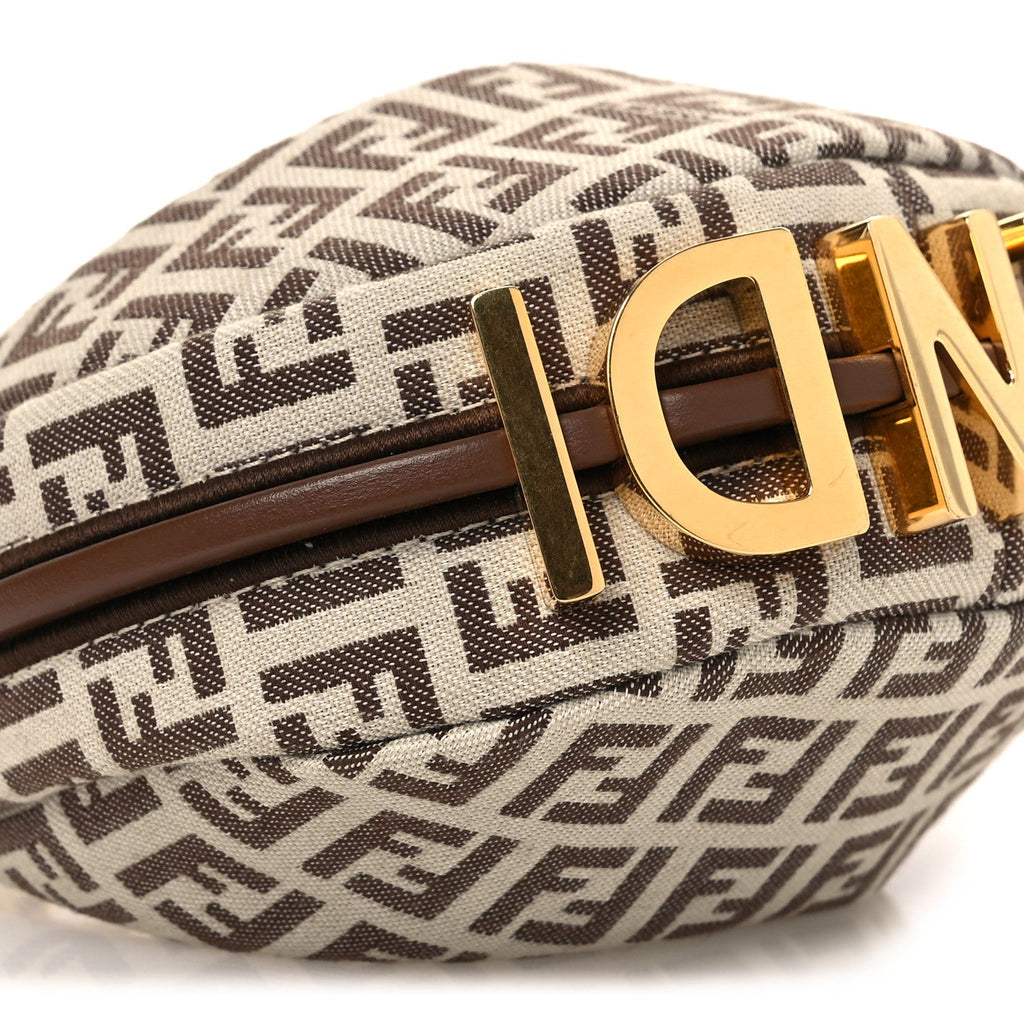 Fabric Jacquard FF 1974 Nano Fendigraphy Hobo Charm Beige