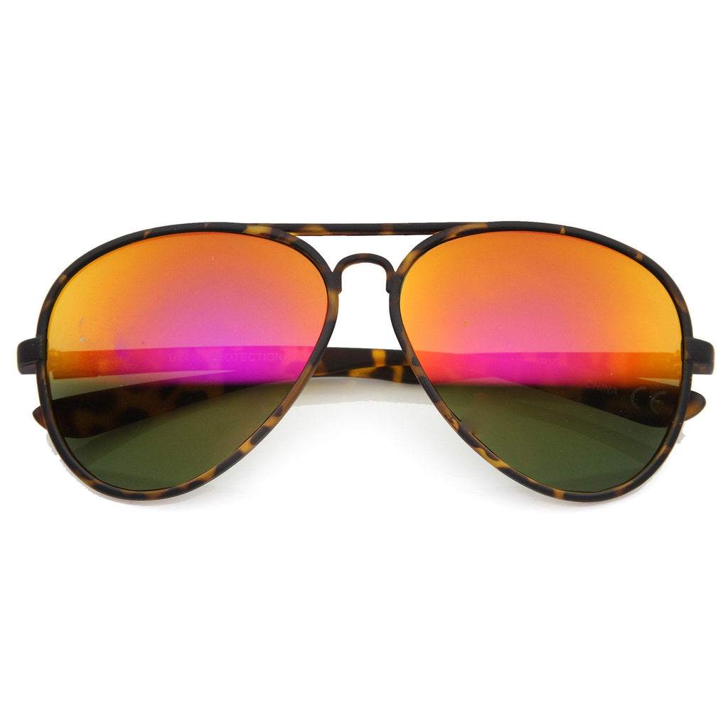 Large Retro Flash Mirror Lens Aviator Sunglasses 9830