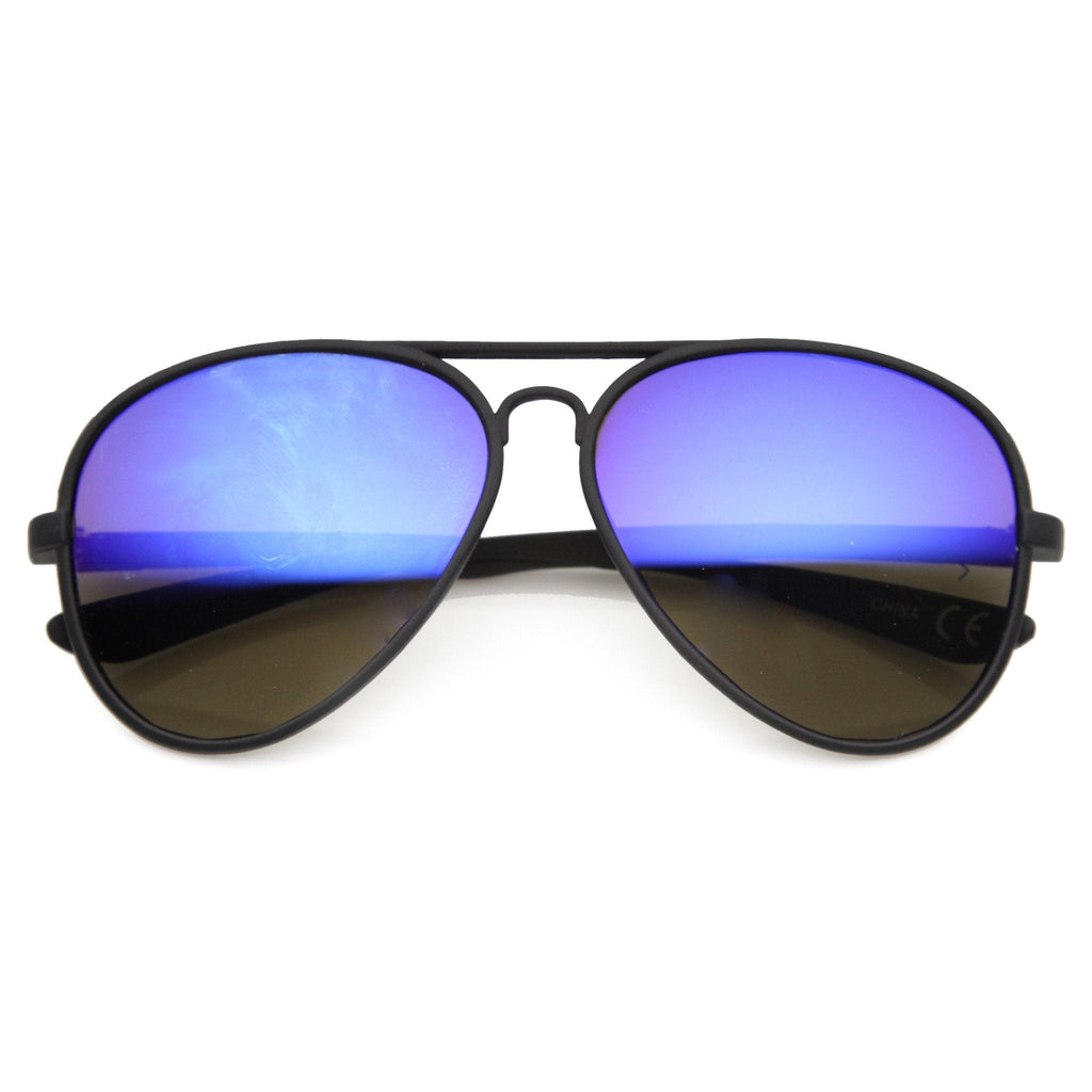 Large Retro Flash Mirror Lens Aviator Sunglasses 9830