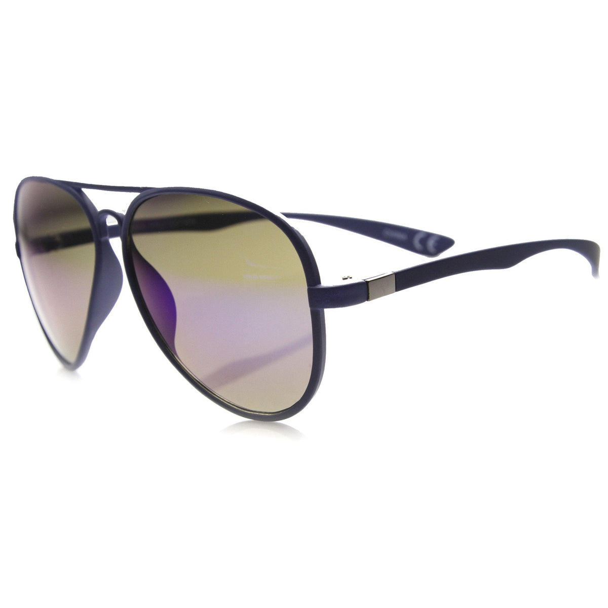 Retro Color Rubberized Oversize Mirror Lens Aviator Sunglasses 9831