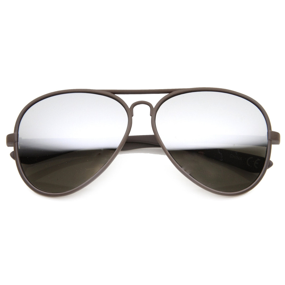Retro Color Rubberized Oversize Mirror Lens Aviator Sunglasses 9831