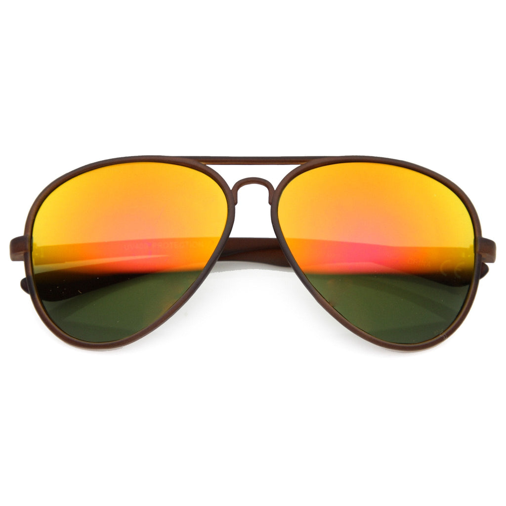 Retro Color Rubberized Oversize Mirror Lens Aviator Sunglasses 9831