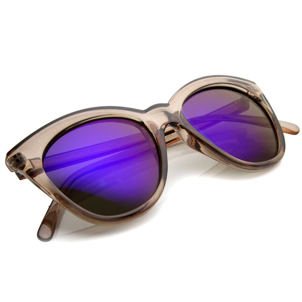 Cute Women's Translucent Crystal Frame Mirror Lens Sunglasses 9839