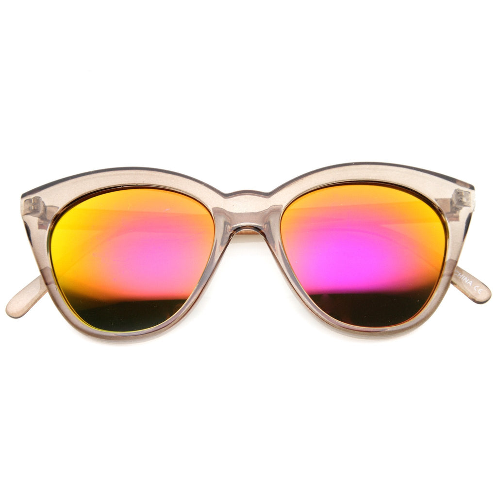 Cute Women's Translucent Crystal Frame Mirror Lens Sunglasses 9839
