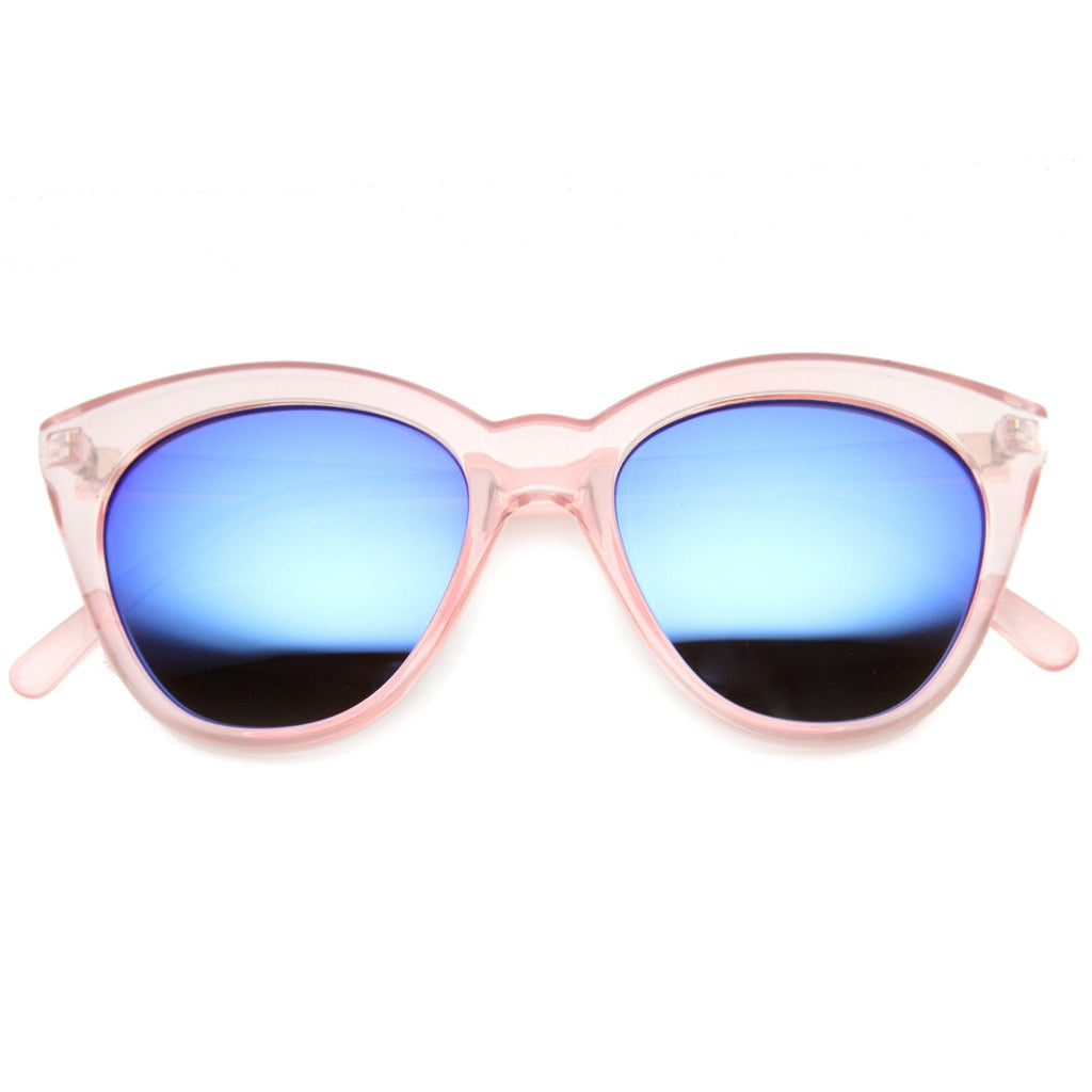 Cute Women's Translucent Crystal Frame Mirror Lens Sunglasses 9839